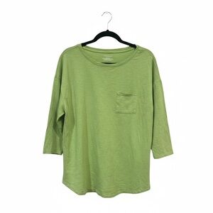 Westbound $38 Lime Green Slub 100% Cotton Pocket Tee 3/4 Sleeve Large P2P 21-22”
